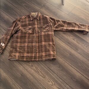 Bruce Jenner SIM sports in motion Brown Plaid Wool shacket Jacket size large